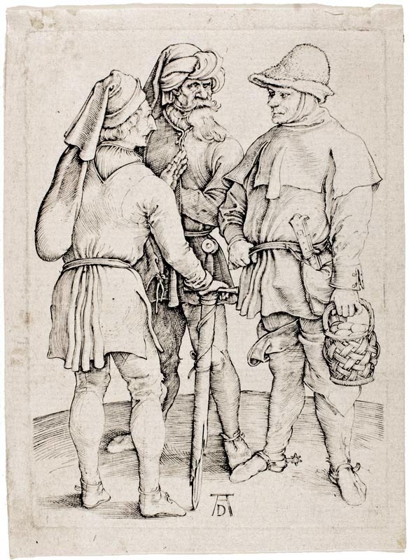 Three Peasants in Conversation. Dürer