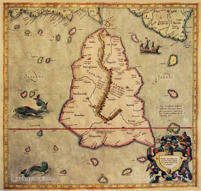 Taprobana (Sri Lanka). Ptolemy, Map of Taprobana (from 15th century atlas)