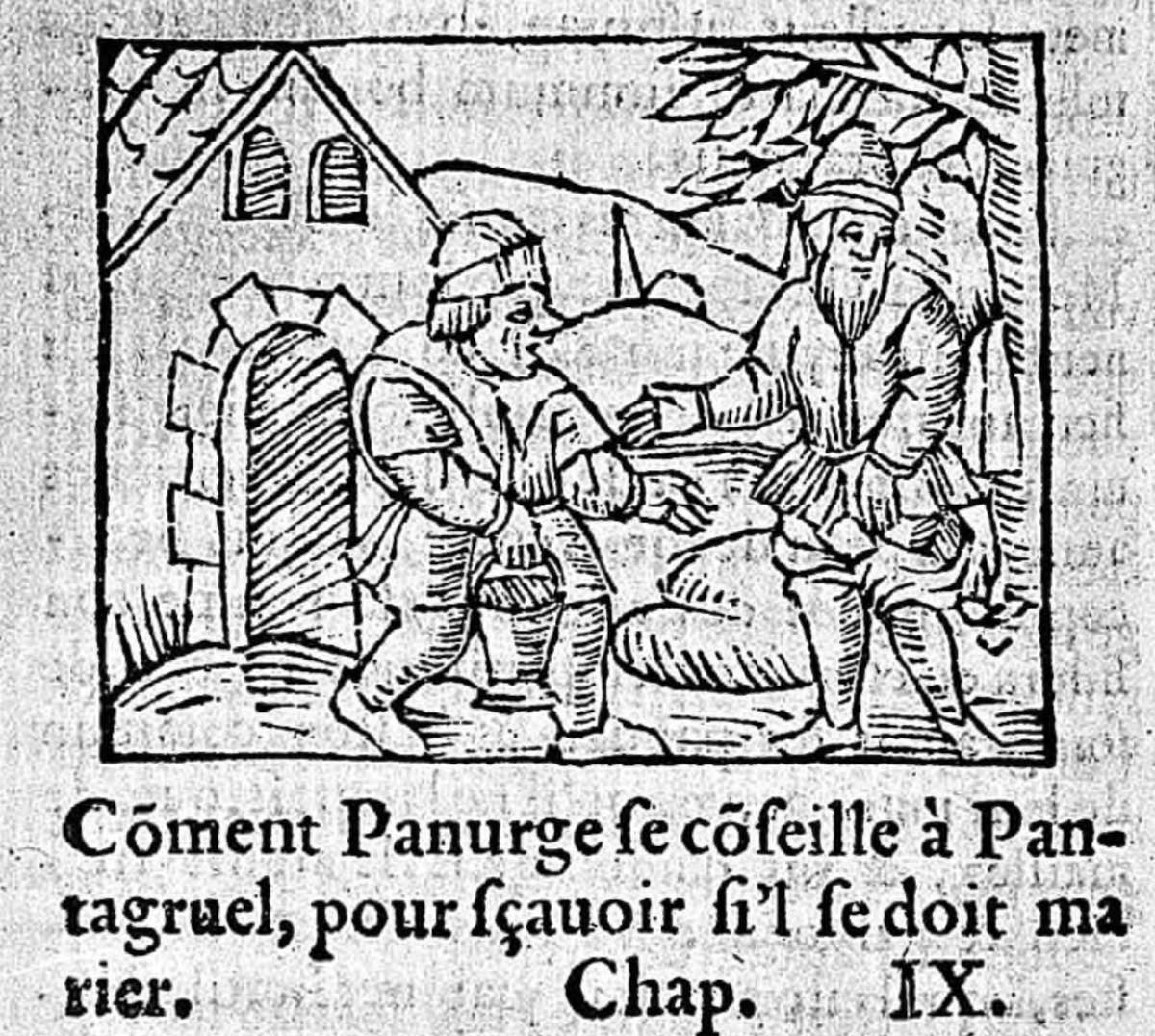 Panurge and Pantagruel. Rabelais, Tiers Livre 1547. Chapter 9.